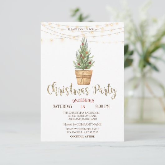 Waterverf Pine Trees, lichte kerstmis Kaart (Staand voorkant)