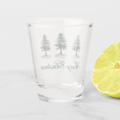 Waterverf Pine Trees Merry Kerstmis Shot Glas (Achterkant)