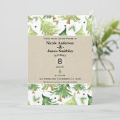Waterverf Pine Trees Modern Rustic Kraft Wedding Kaart (Staand voorkant)