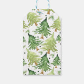 Waterverf Pine Trees Modern Rustic Monogram Kraft Cadeaulabel (Achterkant)