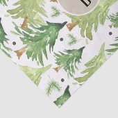 Waterverf Pine Trees Modern Rustic Monogram Kraft Tissuepapier (Detail)