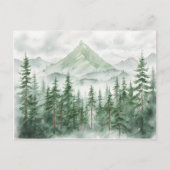 Waterverf Pine Trees Mountain Forest Briefkaart (Voorkant)