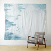 Waterverf Pine Trees Mountain Wandkleed (In Situ (horizontaal))