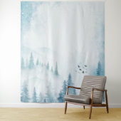 Waterverf Pine Trees Mountain Wandkleed (In situ)