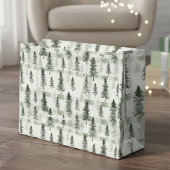 Waterverf Pine Trees Plaid Christmas Gift Bag | S Groot Cadeauzakje