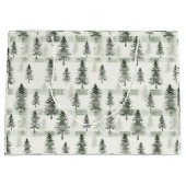 Waterverf Pine Trees Plaid Christmas Gift Bag | S Groot Cadeauzakje (Voorkant)