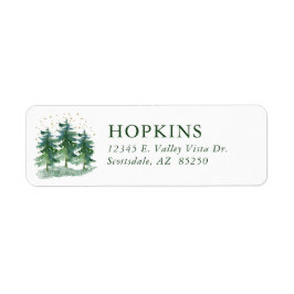 Waterverf Pine Trees Return Address Label