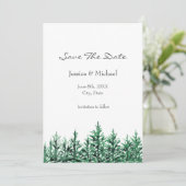 Waterverf Pine Trees Save The Date (Staand voorkant)