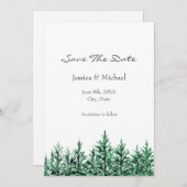 Waterverf Pine Trees Save The Date (Voorkant / Achterkant)