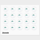 "Waterverf Pine Trees Snowscape" Adresetiketten Ronde Sticker (Vel)