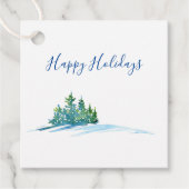 Waterverf Pine Trees Snowscape Bedankjes Labels (Voorkant)