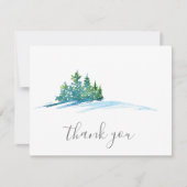 Waterverf Pine Trees Snowscape Bedankkaart (Voorkant)
