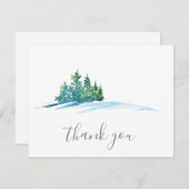 Waterverf Pine Trees Snowscape Bedankkaart (Voorkant / Achterkant)