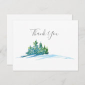 Waterverf Pine Trees Snowscape Dank je kaart (Voorkant / Achterkant)