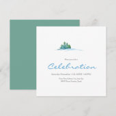 Waterverf Pine Trees Snowscape Invitation Kaart (Voorkant / Achterkant)