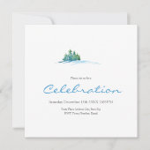 Waterverf Pine Trees Snowscape Invitation Kaart (Voorkant)