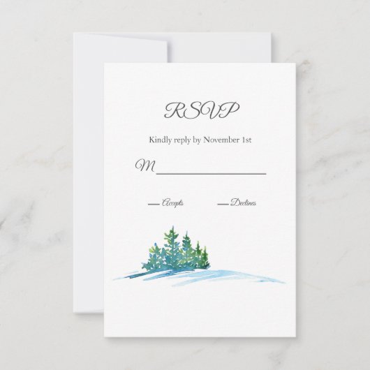 Waterverf Pine Trees Snowscape RSVP Kaartje (Voorkant)