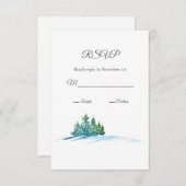 Waterverf Pine Trees Snowscape RSVP Kaartje (Voorkant / Achterkant)