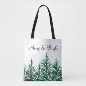 Waterverf Pine Trees Tote Bag (Voorkant)