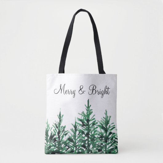 Waterverf Pine Trees Tote Bag (Voorkant)