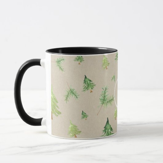 Waterverf Pine Trees Winter Minimale Rustic Mok (Links)