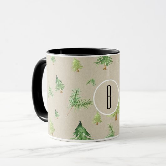 Waterverf Pine Trees Winter Minimale Rustic Mok (Voorkant links)