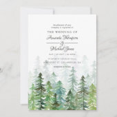 Waterverf Pine Trees Winter Wedding Kaart (Voorkant)
