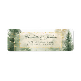 Waterverf Pine Trees Woodland Retouradres Etiket