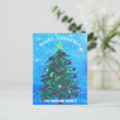 Waterverf Pine Vrolijke Kerstboom Feestdagenkaart (Staand voorkant)