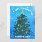 Waterverf Pine Vrolijke Kerstboom Feestdagenkaart (Voorkant / Achterkant)