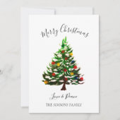 Waterverf Pine Vrolijke Kerstboom Feestdagenkaart (Voorkant)