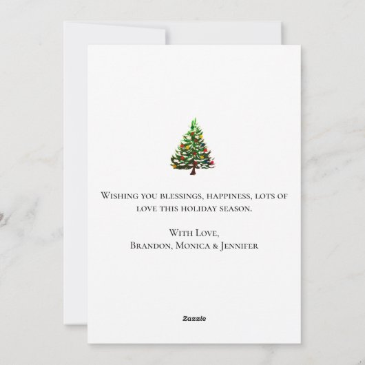 Waterverf Pine Vrolijke Kerstboom Feestdagenkaart (Achterkant)