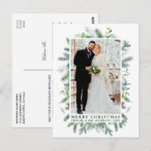 Waterverf Pine Weddenschap Foto kerstgroen Briefkaart (Voorkant / Achterkant)