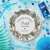 Waterverf Pine & Winter Greenery Vrijgezellenfeest Papieren Bordje (Feest)