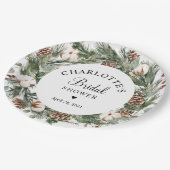 Waterverf Pine & Winter Greenery Vrijgezellenfeest Papieren Bordje (Gekanteld)