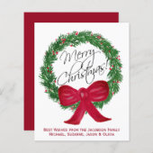 Waterverf Pine WreatBUDGET kerstfotokaart (Voorkant / Achterkant)