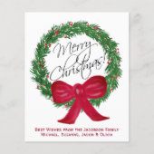 Waterverf Pine WreatBUDGET kerstfotokaart (Voorkant)