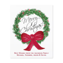 Waterverf Pine WreatBUDGET kerstfotokaart