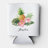 Waterverf Pineappel en Hibiscus Tropical Summer Blikjeskoeler (Voorkant)
