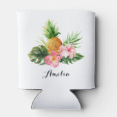 Waterverf Pineappel en Hibiscus Tropical Summer Blikjeskoeler (Achterkant)