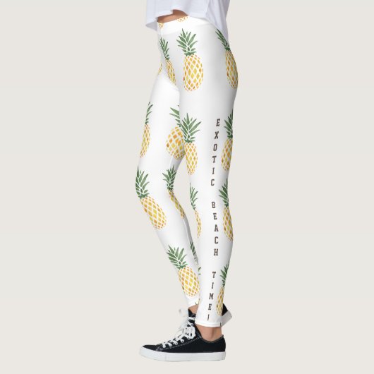 Waterverf Pineappel Exotische strand Tijd Leggings (Links)
