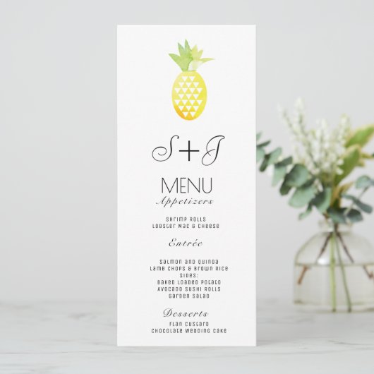 Waterverf Pineappel Tropische Oasis Fruit - Menu (Staand voorkant)