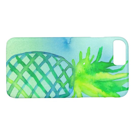 Waterverf Pineapple Chartreuse Blauw Case-Mate iPhone Case (Achterkant (Horizontaal))