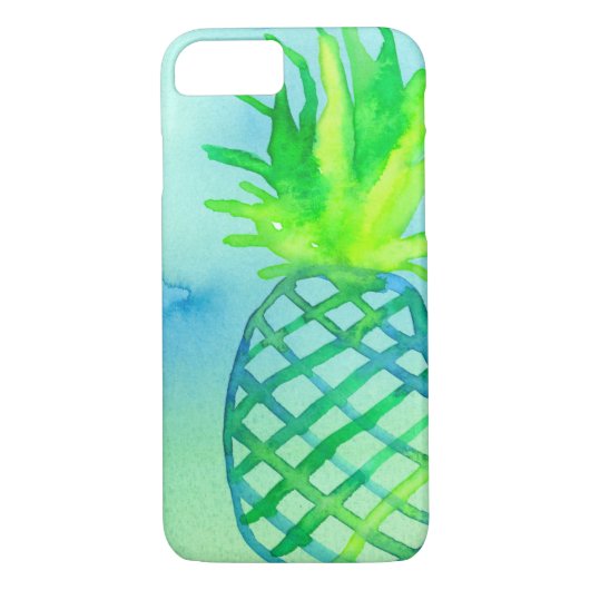 Waterverf Pineapple Chartreuse Blauw Case-Mate iPhone Case (Achterkant)