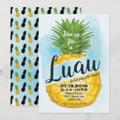 Waterverf Pineapple Luau Summer Party Kaart (Voorkant / Achterkant)