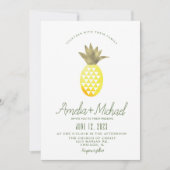 Waterverf Pineapple Pina Tropic Faux Folie Wedding Kaart (Voorkant)