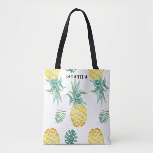 Waterverf Pineapple Print Canvas tas (Voorkant)