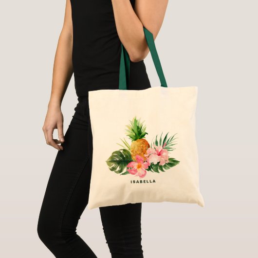 Waterverf Pineapple Tropische Aangepaste Canvas ta Tote Bag (Voorkant (product))