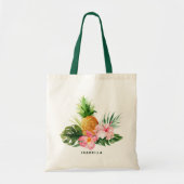 Waterverf Pineapple Tropische Aangepaste Canvas ta Tote Bag (Voorkant)
