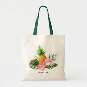 Waterverf Pineapple Tropische Aangepaste Canvas ta Tote Bag